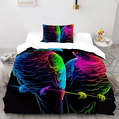 Ensemble d'impression 3D Parrot housse de couette 135x200 fermeture éclair - 2