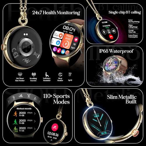 Image of itel Unicorn Smartwatch with Single chip BT Calling, 1.43 inch AMOLED Display, 500 Nits Brightness, Rotating Crown, IP68 Waterproof, 200+ Watch Faces, 100% Charging Approx 70 mins (Champagne Gold)