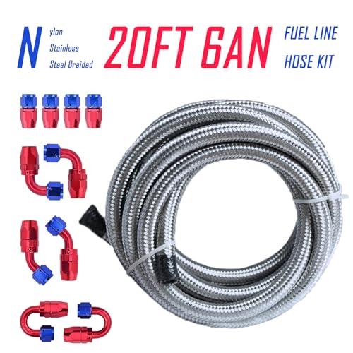 6AN Fuel Line Kit - 20FT 3/8 Stainless Steel Braided CPE Hose, 10 Fittings by LIWENTOP - Used condition - Image 2