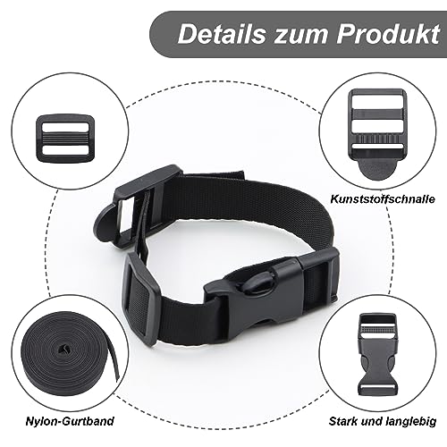 Scettar 20MM*10M Nylon Gurtband mit 10 Paare Schnallen und Verschlüsse,Verstellbare Kunststoff Steckschnalle, Klickverschluss Sicherheitsgurt Verlängerung für Rucksack DIY Handwerk Hundehalsband