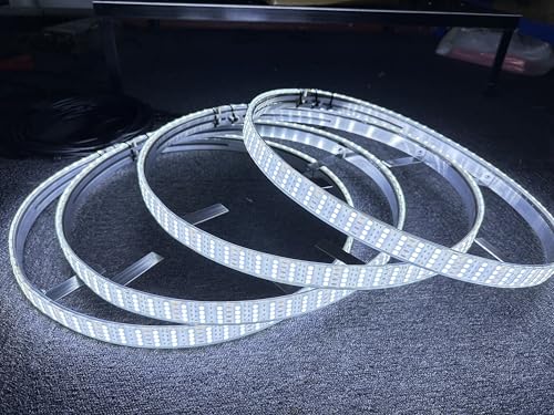 SDO 17.5' Quad Row High Intensity White Rim Lights,Strobe/Breathe/Flashing Modes,LED Illuminated Wheel Ring Light,Switch and Remote Ctrl Wheel Well Lights for Car Truck Vehical(17.5'')