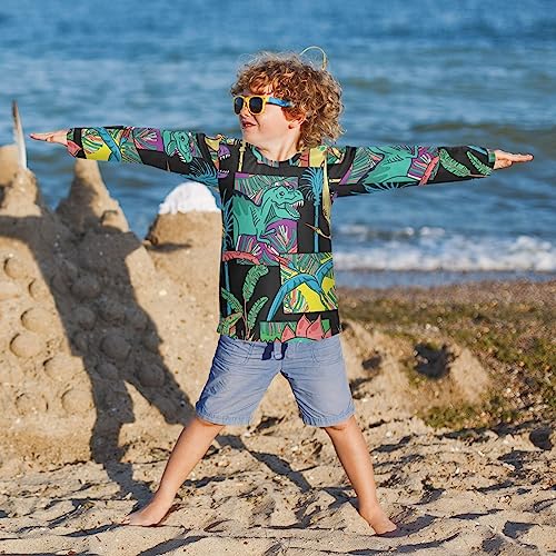 Image of CaTaKu Boys Swim Shirt Toddler Rash Guard Long Sleeve Swimsuit for Boys Girls UPF 50+ 3-12T