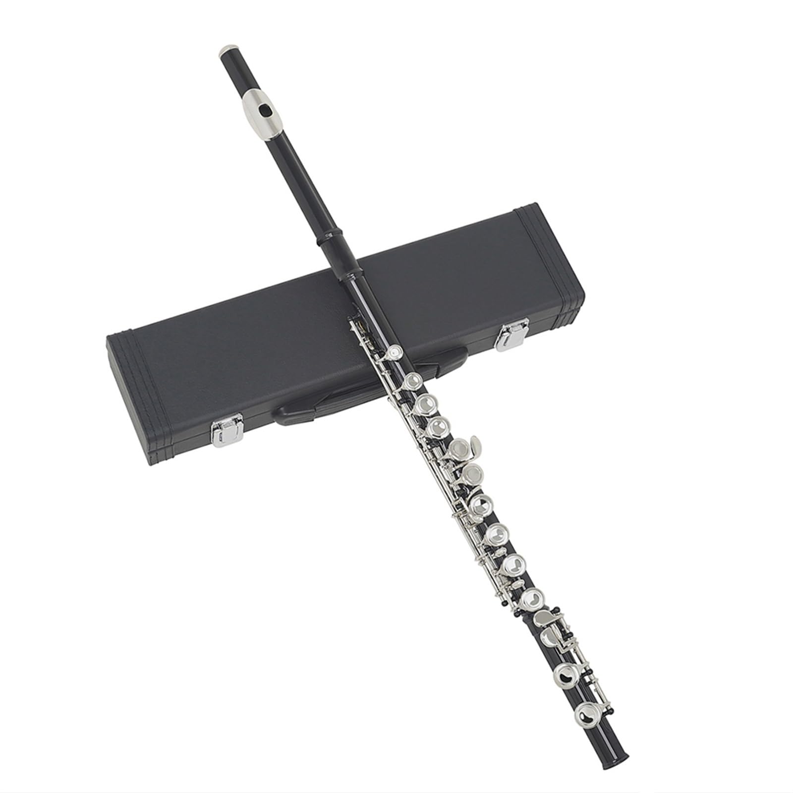 Flet Dęty Drewniany Z 16 Otworami Czarny Klucz C Mosiężny Flet Koncertowy Ze Skórzanym Etui instrument flet poprzeczny