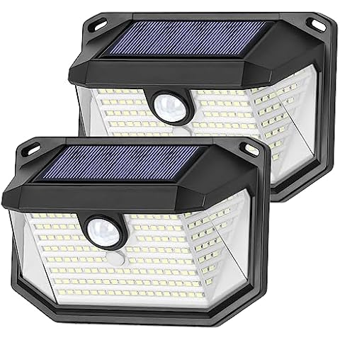 Solar Outdoor Lights, 2-Pack Super Bright 178 LEDs Motion Sensor Wall Light with 270° Wide Angle & 3 Modes, Waterproof Solar Powered Security Light for Patio Garden Garage Front Door Cover
