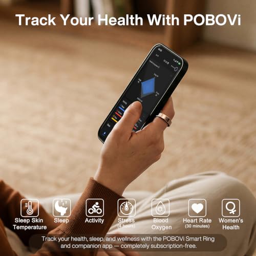 Image of POBOVi Gen 2 Titanium Smart Ring for Women & Men, Sleep & Heart Rate Tracker, No Subscription, Size Before You Buy (Rosegold, 11)