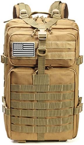 Mochila táctica 45L 3 días Bug Out Molle Survival Mochila, Beige Bronceado, Sistema Molle