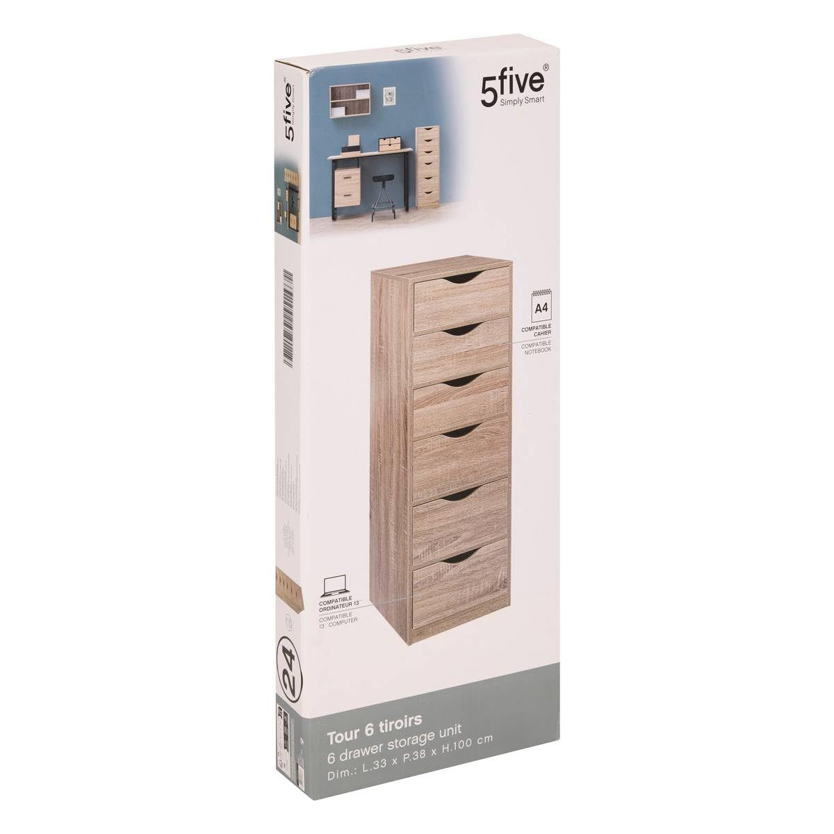 H confort xl FIVE Turm mit 6 Schubladen