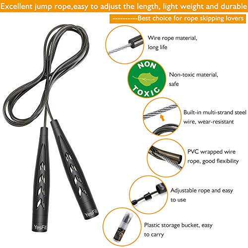 YesFit Jump Rope for Workout,Boxing,Cardio,MMA,Weight Loss,Fitness,Training,Weighted Speed Jump Rope for Height 3.6 ft to 6.5 ft,Kids,Women,Men,2019 Newest Design,Portable Optimal Jump Rope