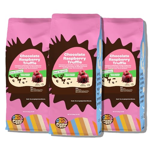 Crazy Cups Flavored Ground Decaf Chocolate Coffee, Decaffeinated Chocolate Raspberry