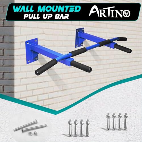Image of Artino Wall Mounted Pull-Up Bar for Home Gym - Multi-Grip Chin-Up Bar, Heavy Duty Steel Frame, 120 kg Capacity - Includes Mounting Kit