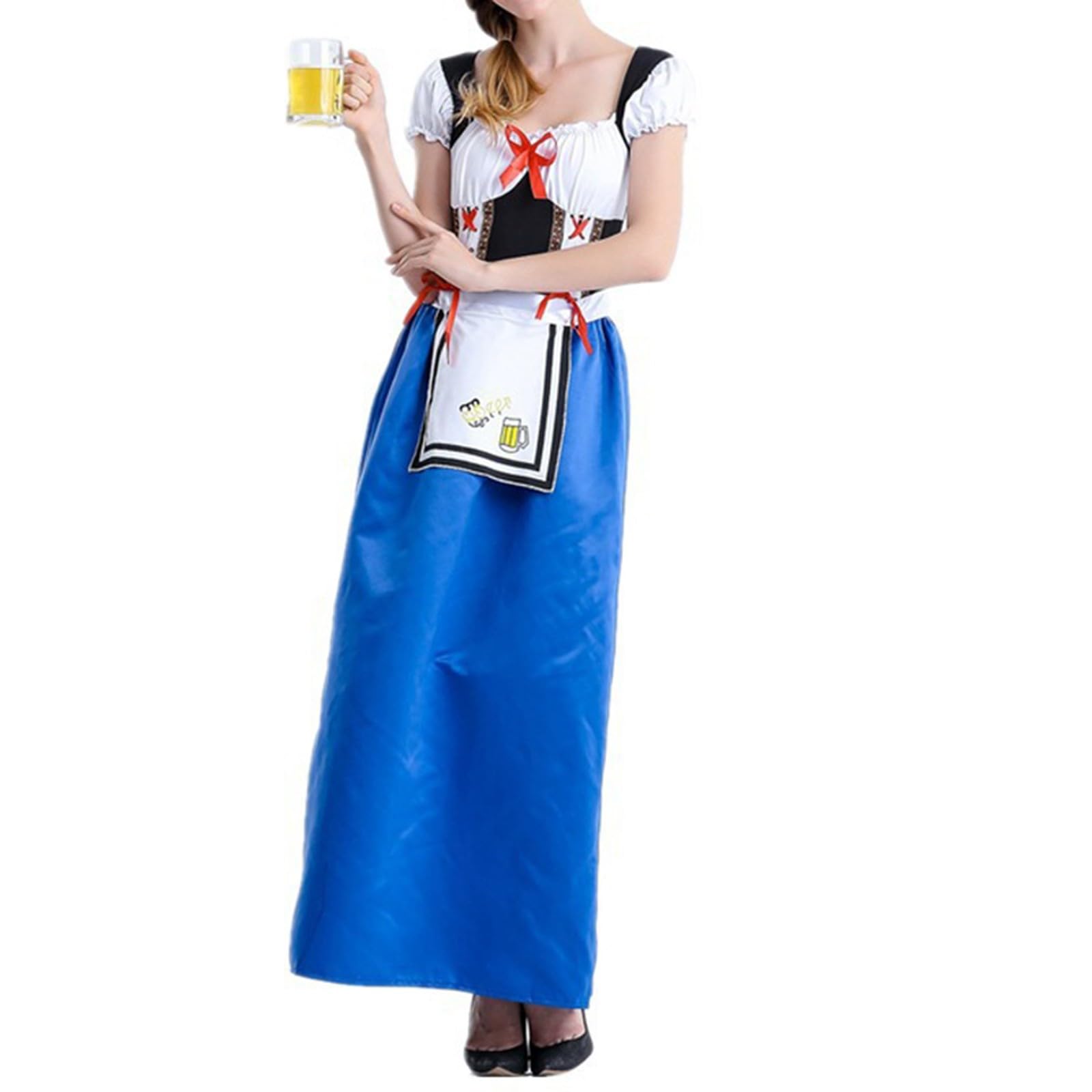 Generisch Abito lungo da donna, casual, per Oktoberfest, divertente, con fiocco
