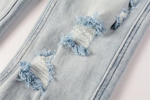 Men Ripped Collection with Vintage Buttons and Embroidered Lettering Jeans2