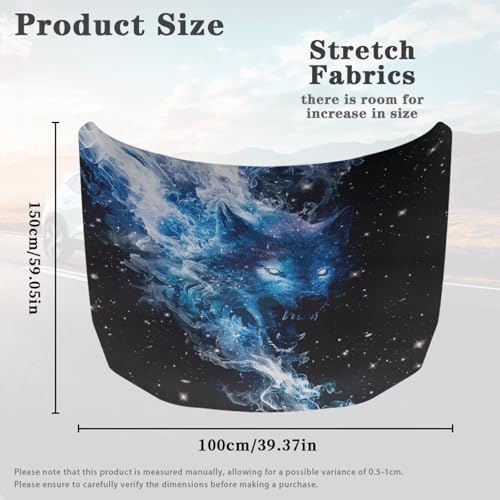 Image of Wolf Style Car Hood Cover Protector for SUV Sedans Trucks, Elastic Polyester Waterproof Sun-Proof Auto Hood Flag Patriotic Decorative Car Accessories
