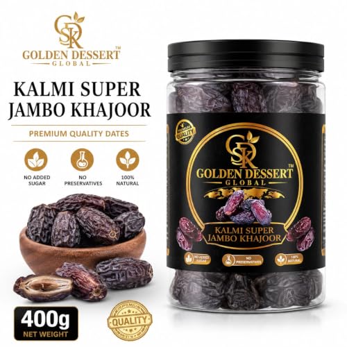 Image of Golden Dessert Global Kalmi(safawi) Super Jumbo Khajoor Premium Dates | Large Size Kalmi Dates | Naturally Sweet & Soft Dry Fruit | Healthy Energy Snack | No Added Sugar | Vegetarian