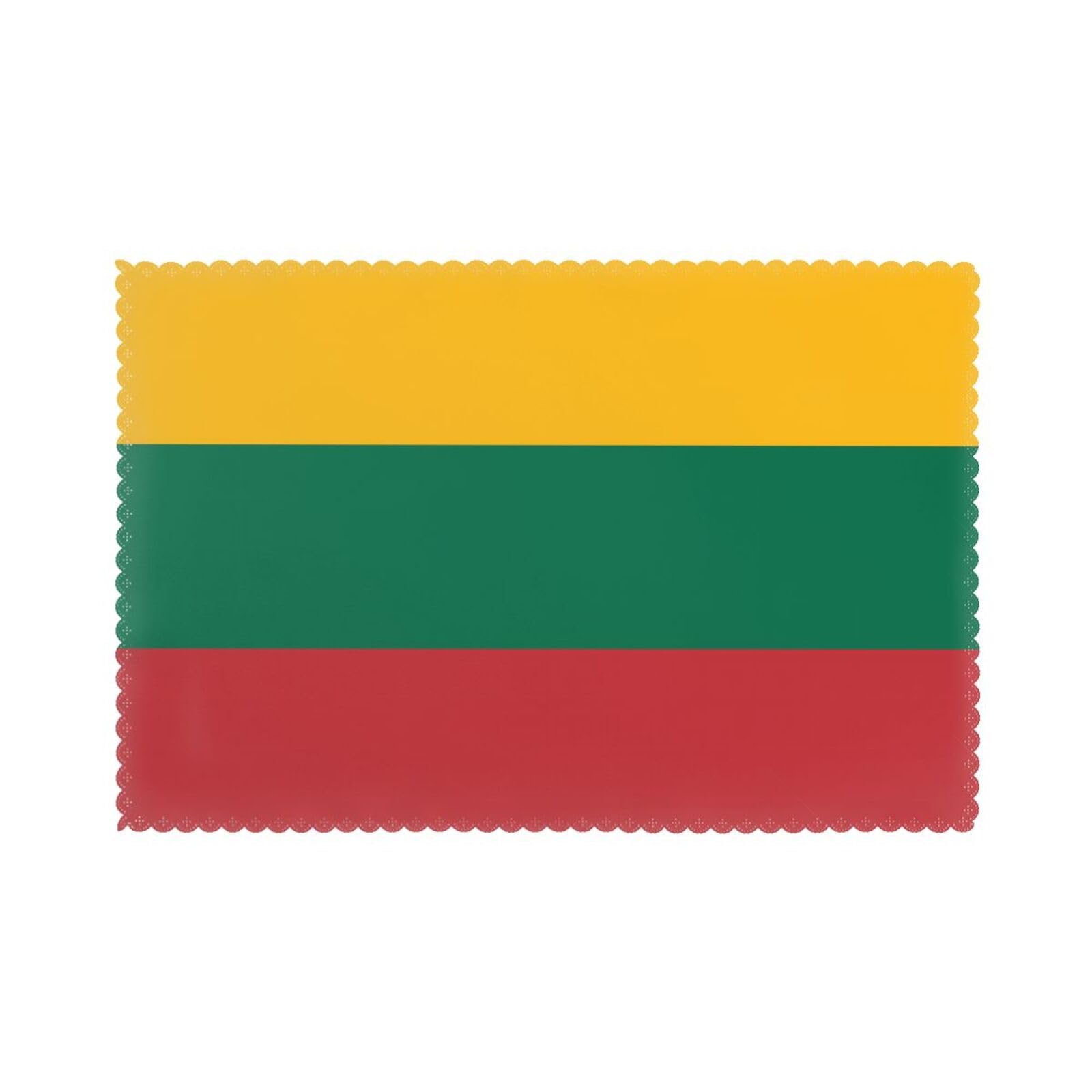 Flag of Lithuania Placemat set of 6, oil-proof and insulated dining table placemats, washable and wipeable.