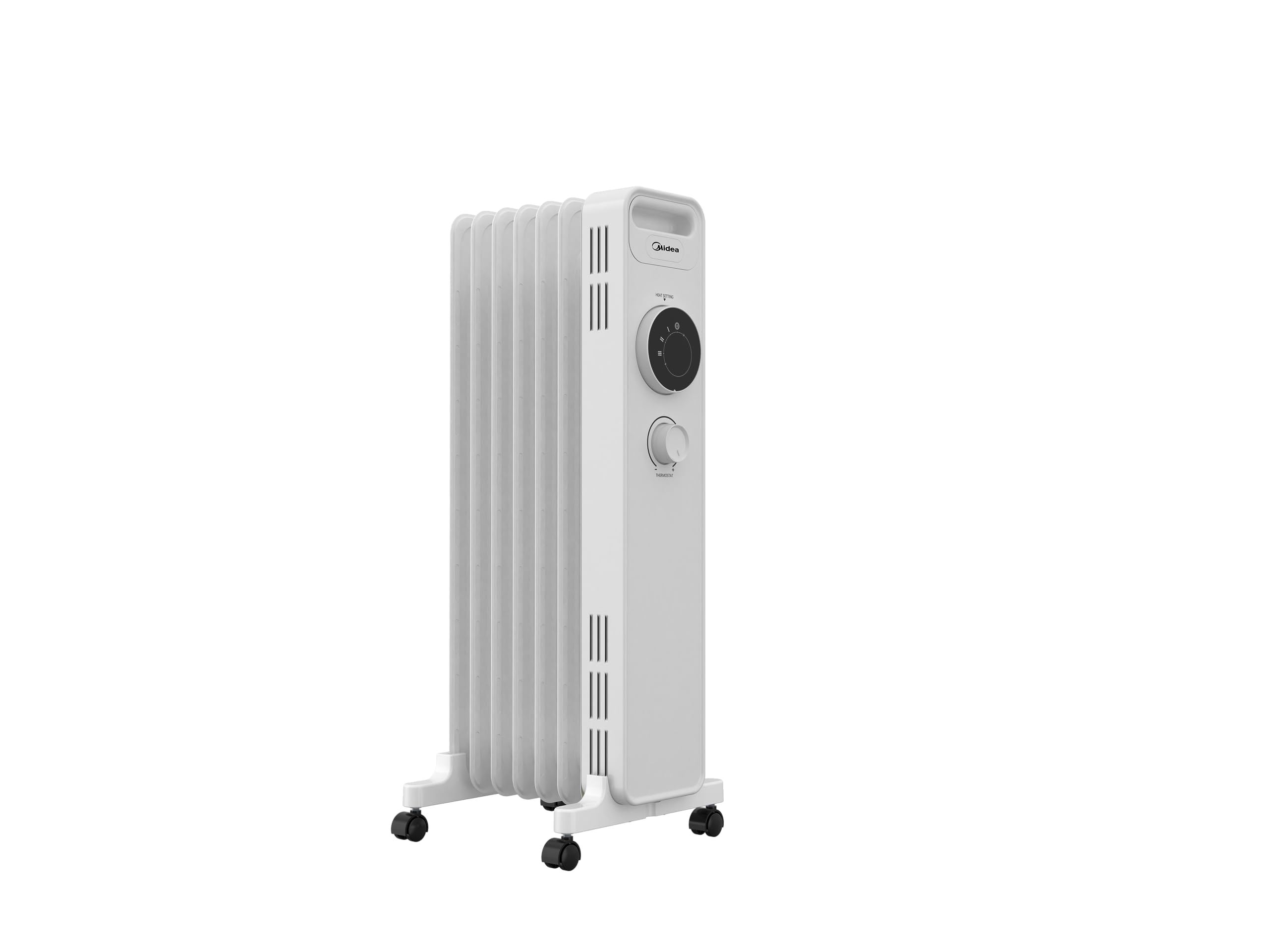 Midea NY1507-22M grzejnik olejowy, 1500 W, energooszczędny, cichy, z 7 żebrami, termostat, 3 stopnie ogrzewania, zabezpieczenie przed przewróceniem i przegrzaniem, tryb ECO, szybkie nagrzewanie i