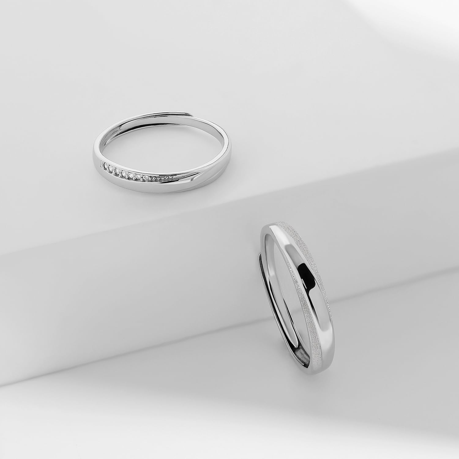 Meissa 2 Piezas Anillos Pareja para Hombres y Mujeres 925 Plata Anillos de Boda Alianza Ajustable Anillo de Promesa Anillos Pareja Juego