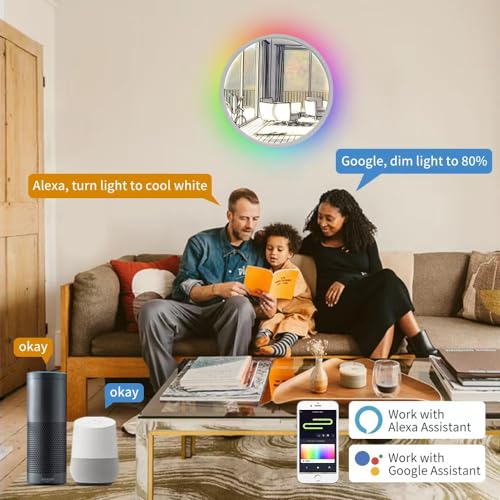 Image of 12 inch Smart Wall Sconce, Decorative Lamp, Light Painting, Recessed Ceiling Light, Compatible with Alexa, Google Home, for Bedroom, Study, Living Room Voice /Remote /App Controls