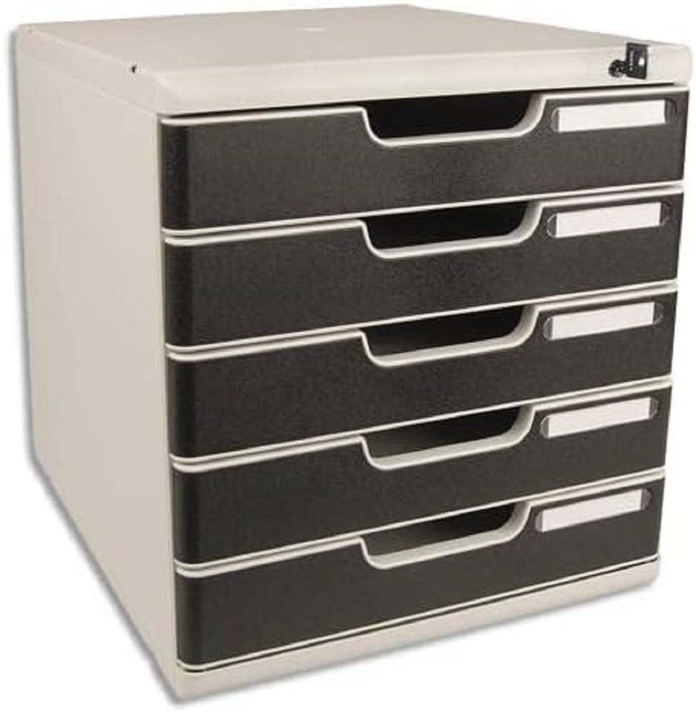 Exacompta Office Drawer Unit Plastic Black 5 Drawers 28.8 X 35 X 32 Cm A4+
