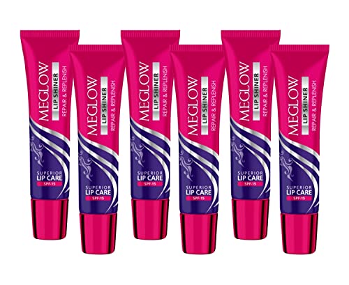 Image of Meglow| Lip Shiner | Repair & Replenish | SPF 15 Lip Shiner for Lip Care | Lip Balm for Shiny and Glossy Lips | Lip Balm for Chapped lips (Pack of 6)
