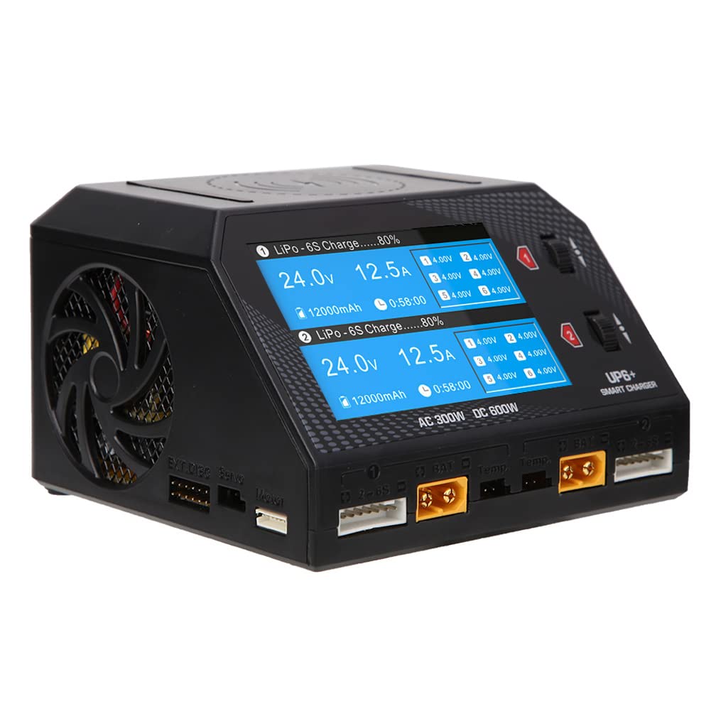 Caricabatterie Intelligente a Doppio Canale, CA 2x150 W CC 2x300 W per Batteria LiPo RC Drone (Spina europea)