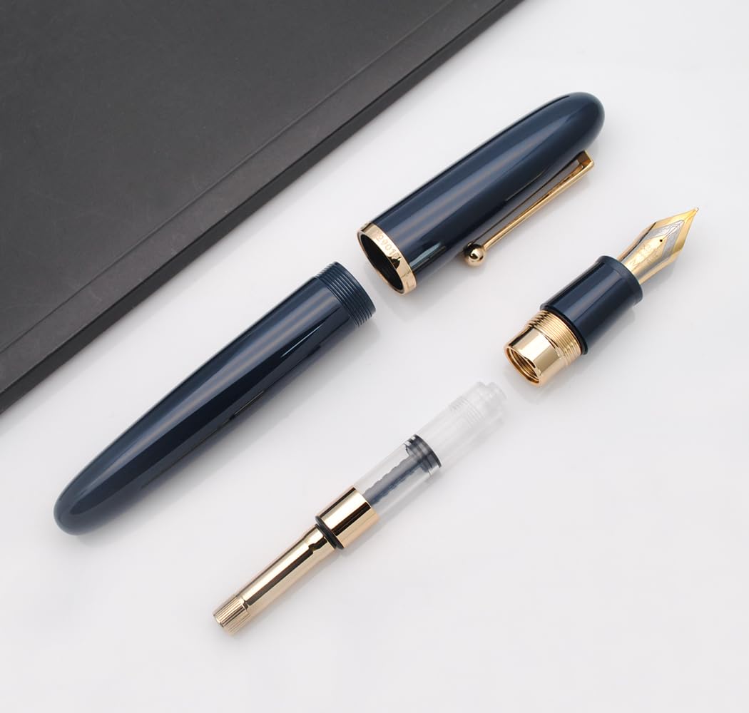 JINHAO DADAO 9019 Fountain Pen Acrylic Ink Pen with Ink Converter (Medium Nib, Dark Blue) - Image 4