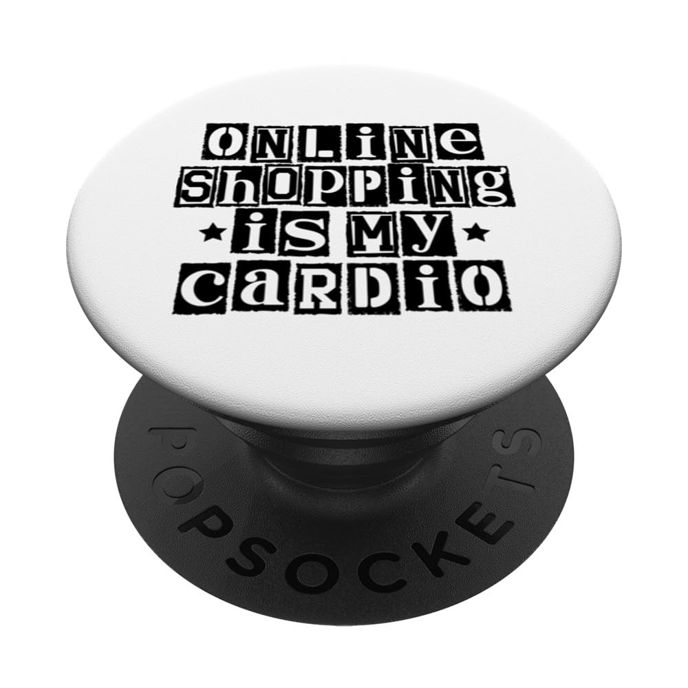 Online Shopping Cart Mall Shopper Shop E-commerce Shopaholic PopSockets Swappable PopGrip, Black