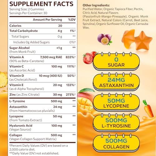 Pyelvornaxqut Tanning Gummies with Astaxanthin