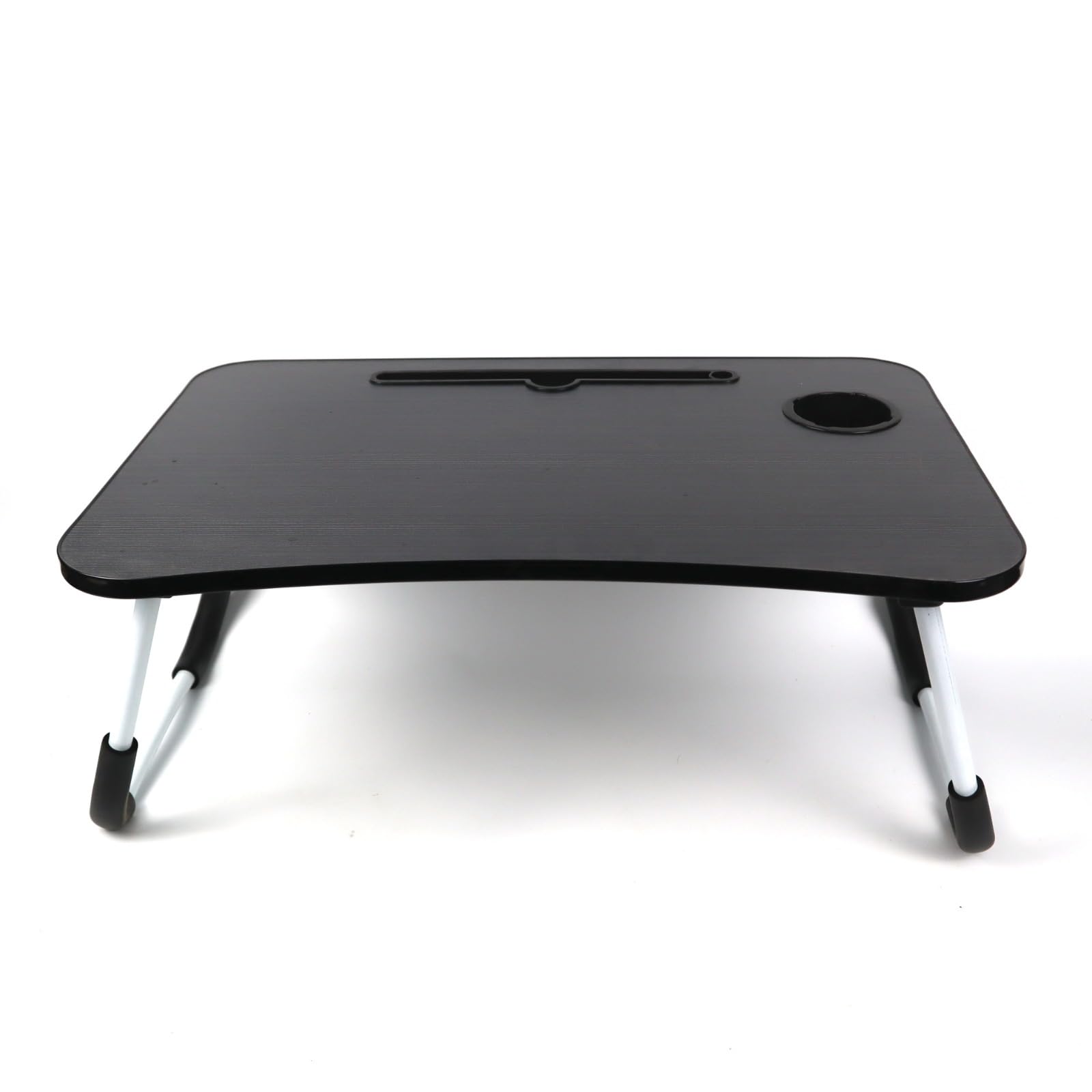 Duas Black Wood Grain Foldable Laptop Table, Bed Table – Bed Desk Stand With Foldable Legs & Cup Slot Notebook Stand Computer Laptop Bed Table Laptops Tray For Sofa Bed (Black Wood Grain)