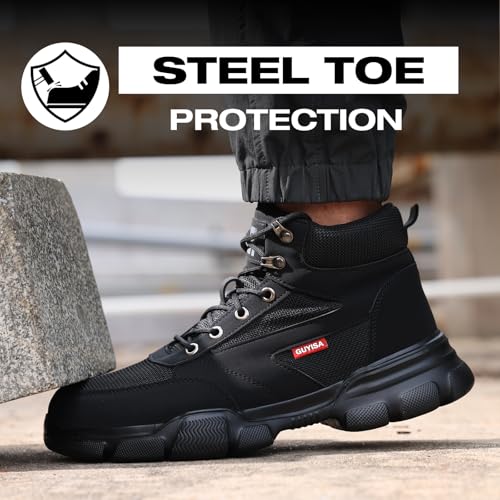 Image of Steel Toe Work Shoes for Men, Lightweight Safety Shoes with Puncture Resistant Midsole, Comfortable Protective Work Shoes for Warehouse Factory Light Construction