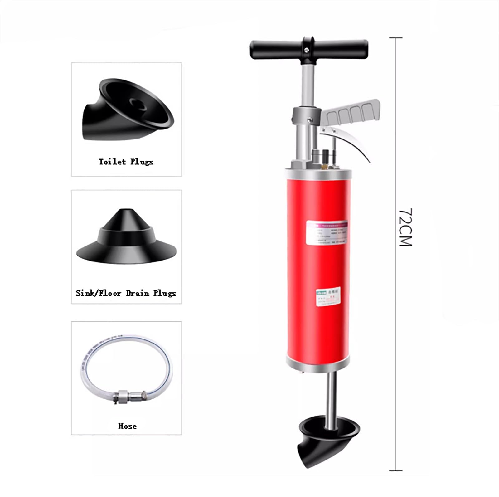 ROMOZ Toilet Unblocker, sturalavandini Alta Pressione per impieghi gravosi, Strumenti per sbloccare Gli scarichi del Bagno,Cucina,lavandino,Doccia e lavandino. Red