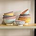 KitchenTour Ceramic Bowls Set - 20 oz Serving Bowls For Kitchen - Cereal, Ice Cream, Soup, Salad, Rice, Dessert Ceramic Bowls - Assorted Colorful Set of 6 - Microwave Dishwasher Safe - 6 Inch