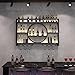 Wine Rack Wall Mounted with Wine Glass Rack Floating Bar Shelves for Liquor Bottles with LED Light Liquor Bottle Display Shelf Wall Bar Cabinet Mini Bar for Home Bar Dining Room Kitchen Living Room(Bl