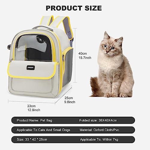 PETCUTE Cat Backpack Carrier,Foldable Pet Carrier Backpack for Cats Small Dogs Puppy with Soft Fleece Mat and Built-in Safety Belt,Transparent Spacious Cat Carrier Rucksack with Great Ventilation - Image 3