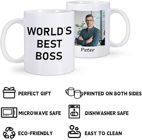 Miniatura 4 de Regalo de jefe personalizado para mujeres y hombres, taza del mejor jefe del mundo, regalo de cumpleaños para el mejor jefe, regalos del día del