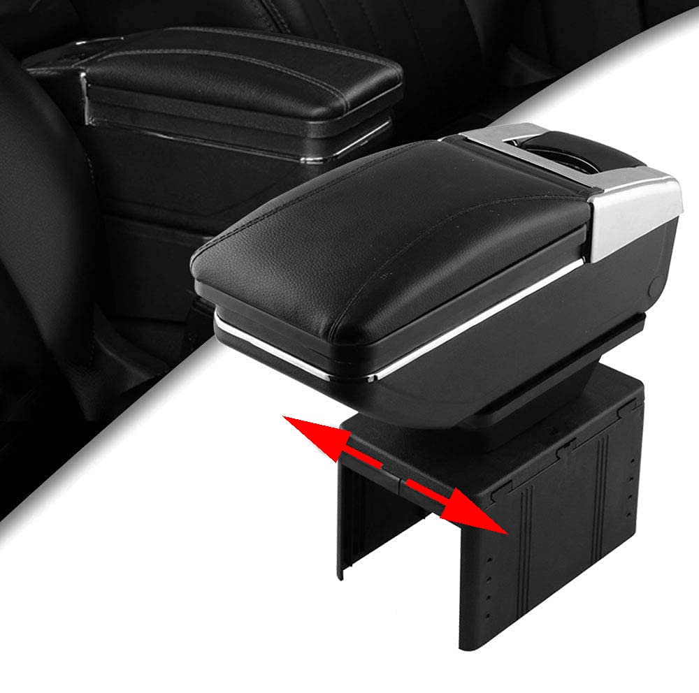 Reposabrazos central AutoSunShine, universal, cuero, espacio de almacenamiento con soporte para vasos