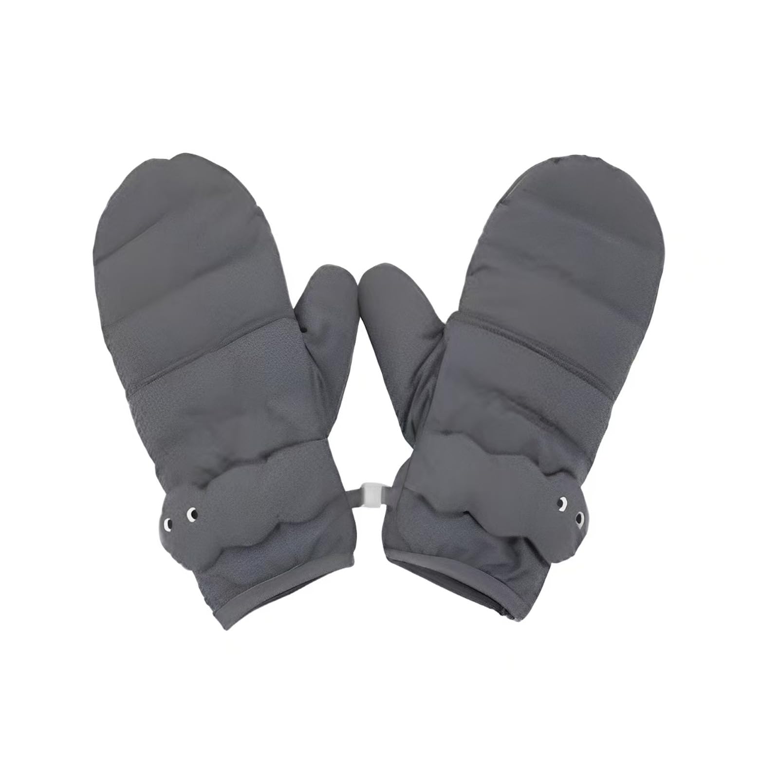 Guanti da Sci Uomo E Donna, Muffole Calde con Interno Felpato Neve, Design Ribaltabile, Termici Impermeabili, per Ciclismo, Sci Alpino,Grigio,One Size