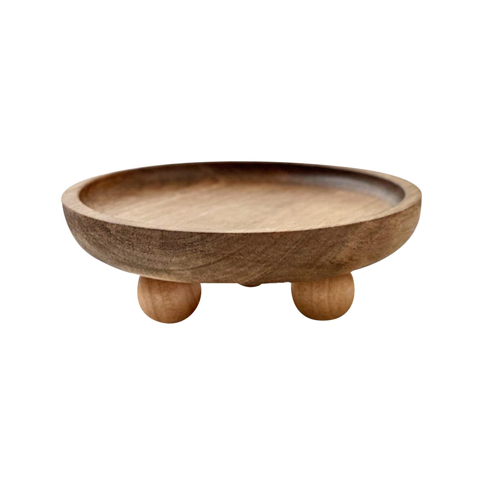 PIXZCSA Wooden Riser Small Wooden Riser For Display Decorative Tray Solution For Showcasing Items In Style Whether At Home Or Office Soap Stand Bathroom, Round, 12.9x4cm