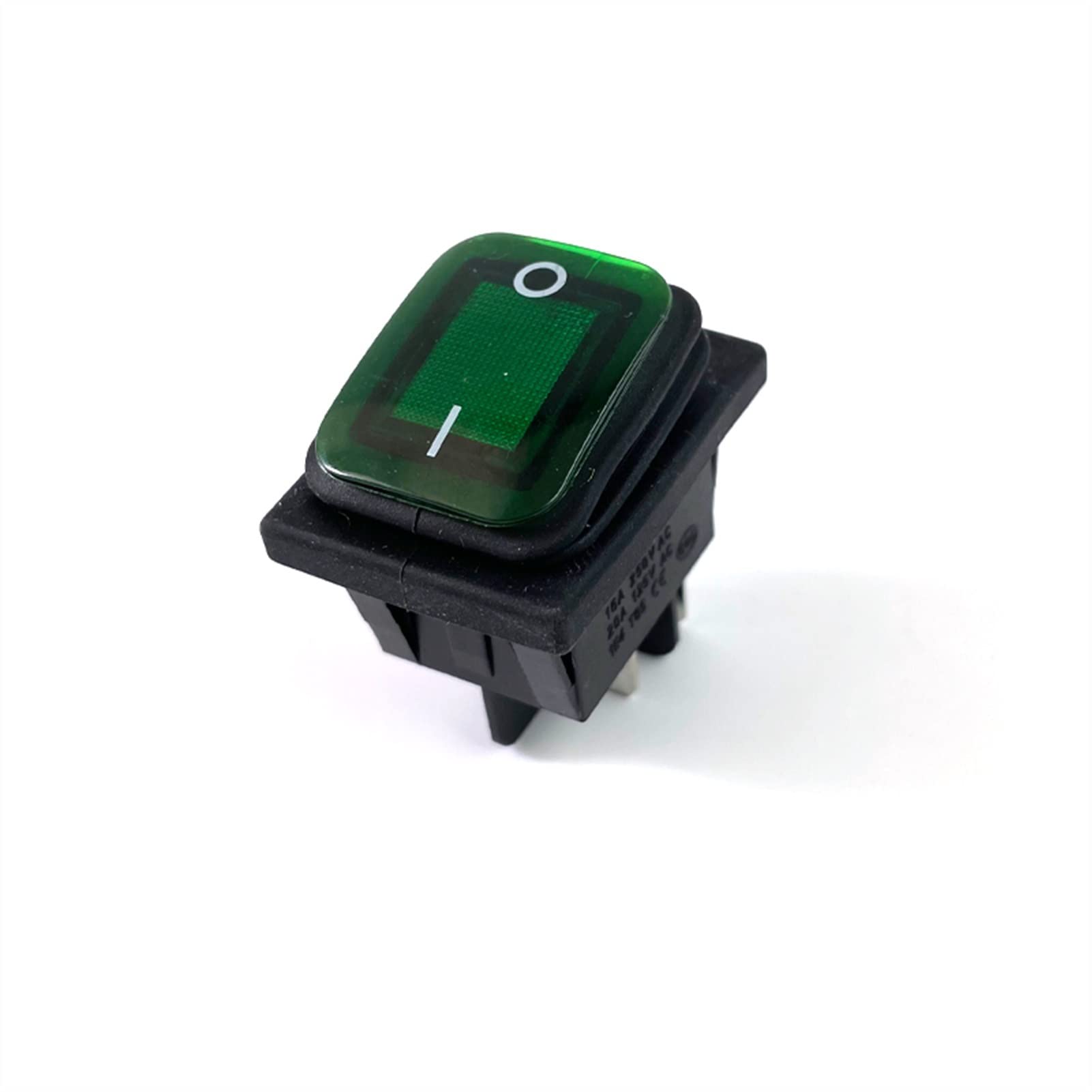 Interrupteur bipolaire 220V 16A KCD4 bouton étanche 30x22 avec témoin vert