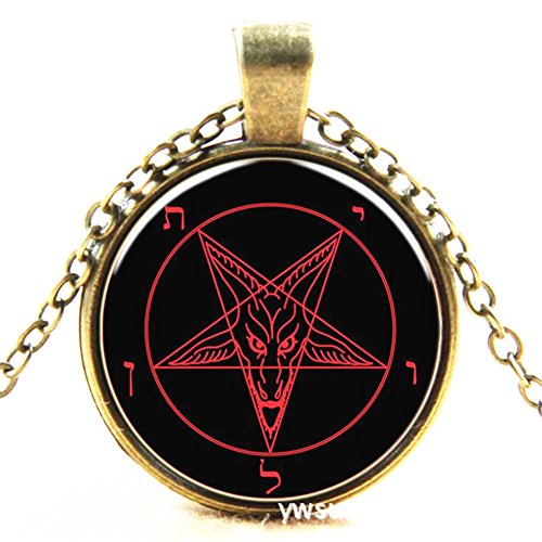 Preisvergleich Produktbild Baphomet Umgekehrt Pentacle Anhänger Retro satanisch ziegen Ritual Schädel Halskette