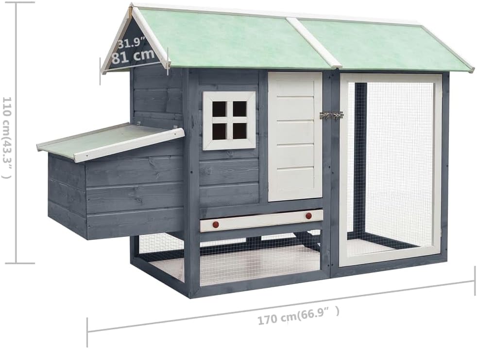 Hamsters,Hamster,Small Animal Houses & habitats,Chicken Cage Gray 66.9"x31.9"x43.3" Solid Pine & Fir WoodIdeal for patios, Gardens