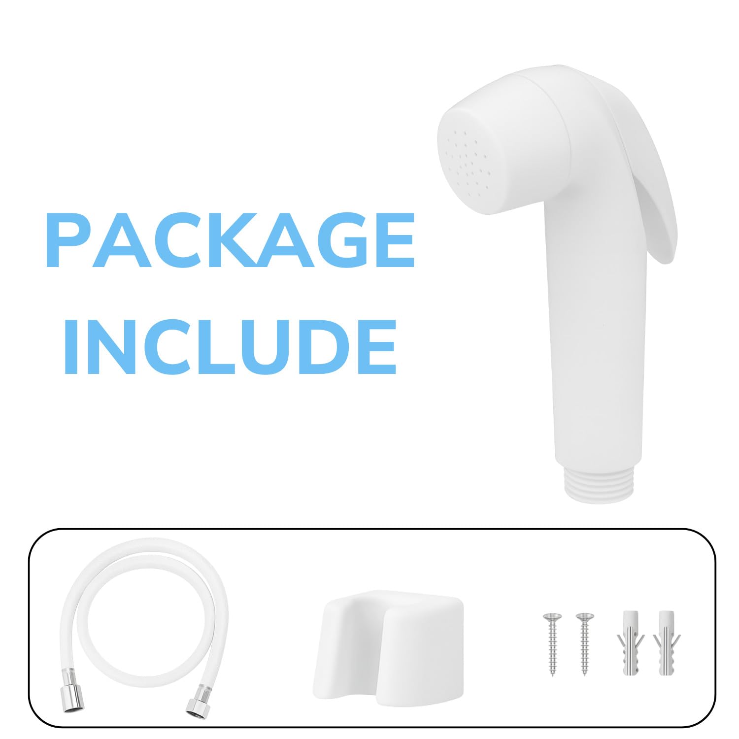 HOMEMATES White ABS Handheld Bidet Spray Set for Toilet, High-Pressure Jet Sprayer with 1.2m Hose, Leakproof Nozzle, Wall Hook & Screws for Bathroom Hygiene 4