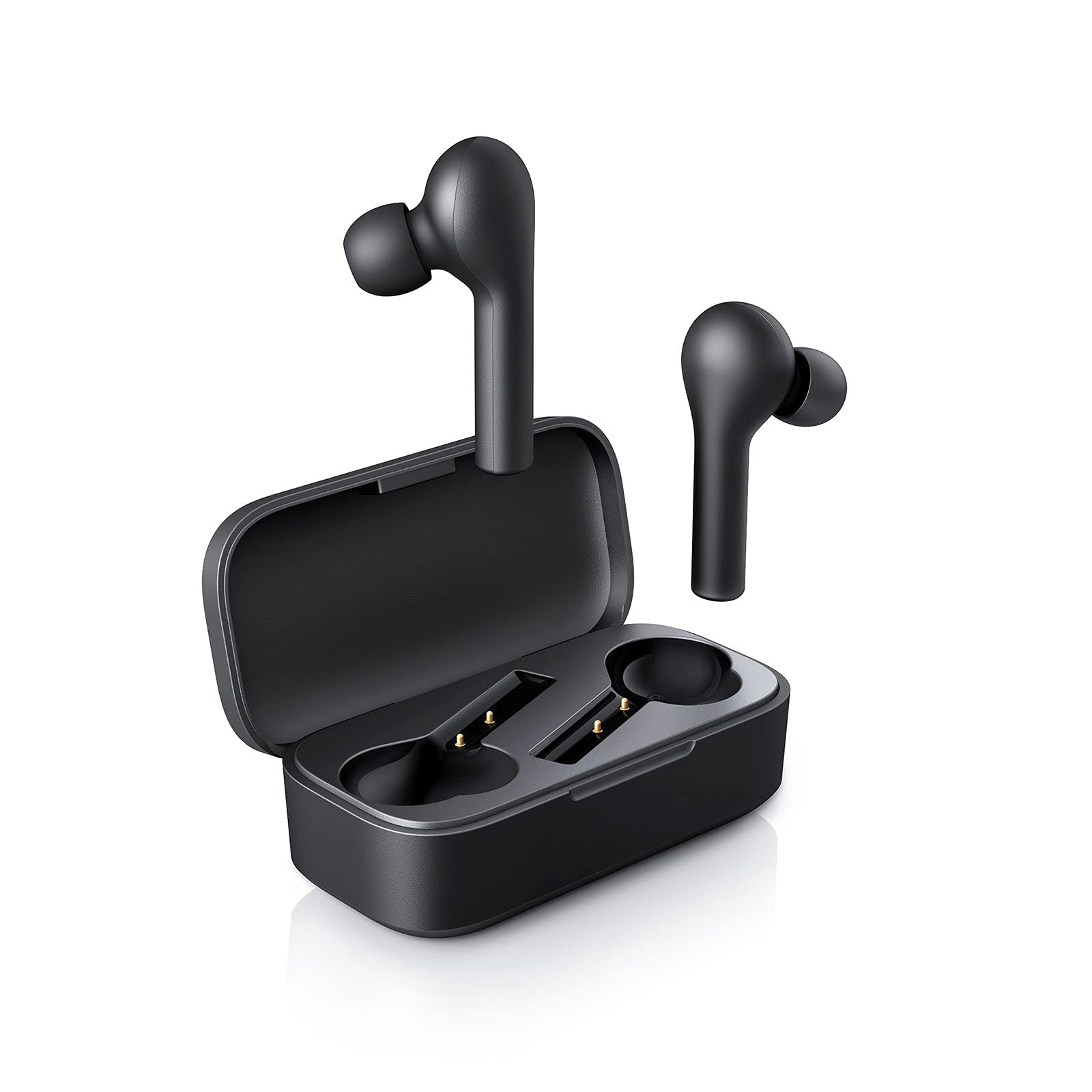 True Wireless Earbuds Bluetooth Headphones in-Ear Touch Control with Charging Case Waterproof Stereo Earphones Immersive Sound Built-in Mic Headset for iPhone and Android(Black)