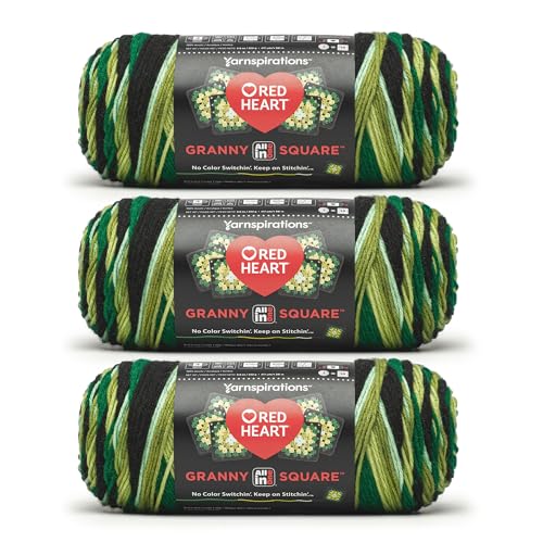 Image of Red Heart All in One Granny Square Verdant Vine 3 Pack of 250g Yarn
