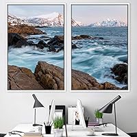 2 Piece Framed Canvas Wall Art Coastal Scenery Canvas Prints Home Artwork Decoration for Living Room,Bedroom - 16