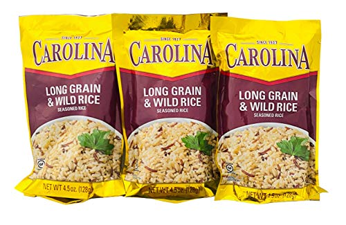 Carolina Long Grain & Wild Rice with Seasoning 4.5 Ounces Bag (Pack of 3)