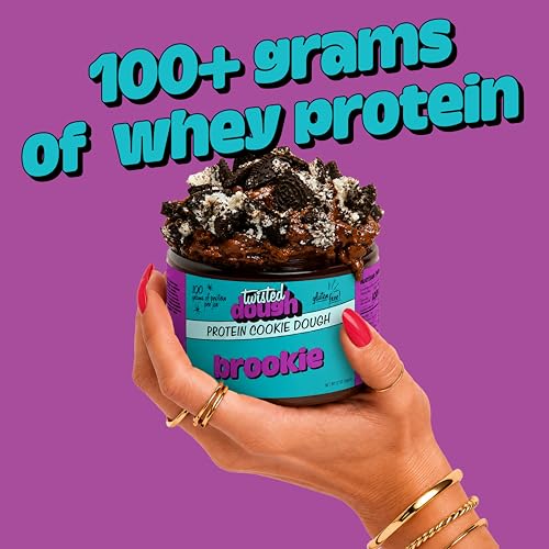 Image of Twisted Dough Protein Cookie Dough, Brookie Flavor, 2 Pack, 100g Protein, Healthy Snacks, Gluten Free Edible Cookie Snack, High Protein Low Carb & Low Sugar Dessert for Kids & Adults, Keto Friendly