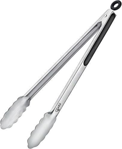 Pinzas de cocina de acero inoxidable Hotec, pinzas de metal de bloqueo extra largas de 16 pulgadas para cocinar, servir, barbacoa, parrilla, agarre