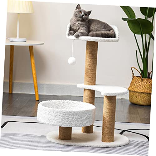 Columna de rascador para gato de madera natural ajustable miniatura 5