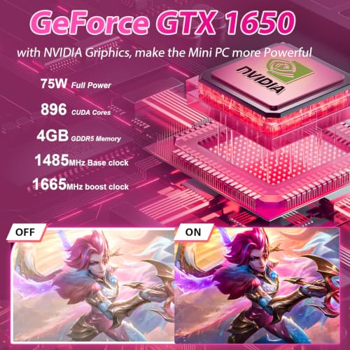 Image of sinbun Gaming PC Mini Computer, Intel Core i9-9980HK丨GeForce GTX 1650 4G, Gaming Computer 16GB DDR4 512GB SSD, RGB Lights /Triple 4K Display /WiFi 6E /RJ-45, Win 11 Pro Desktop PC for Office, Home, Game